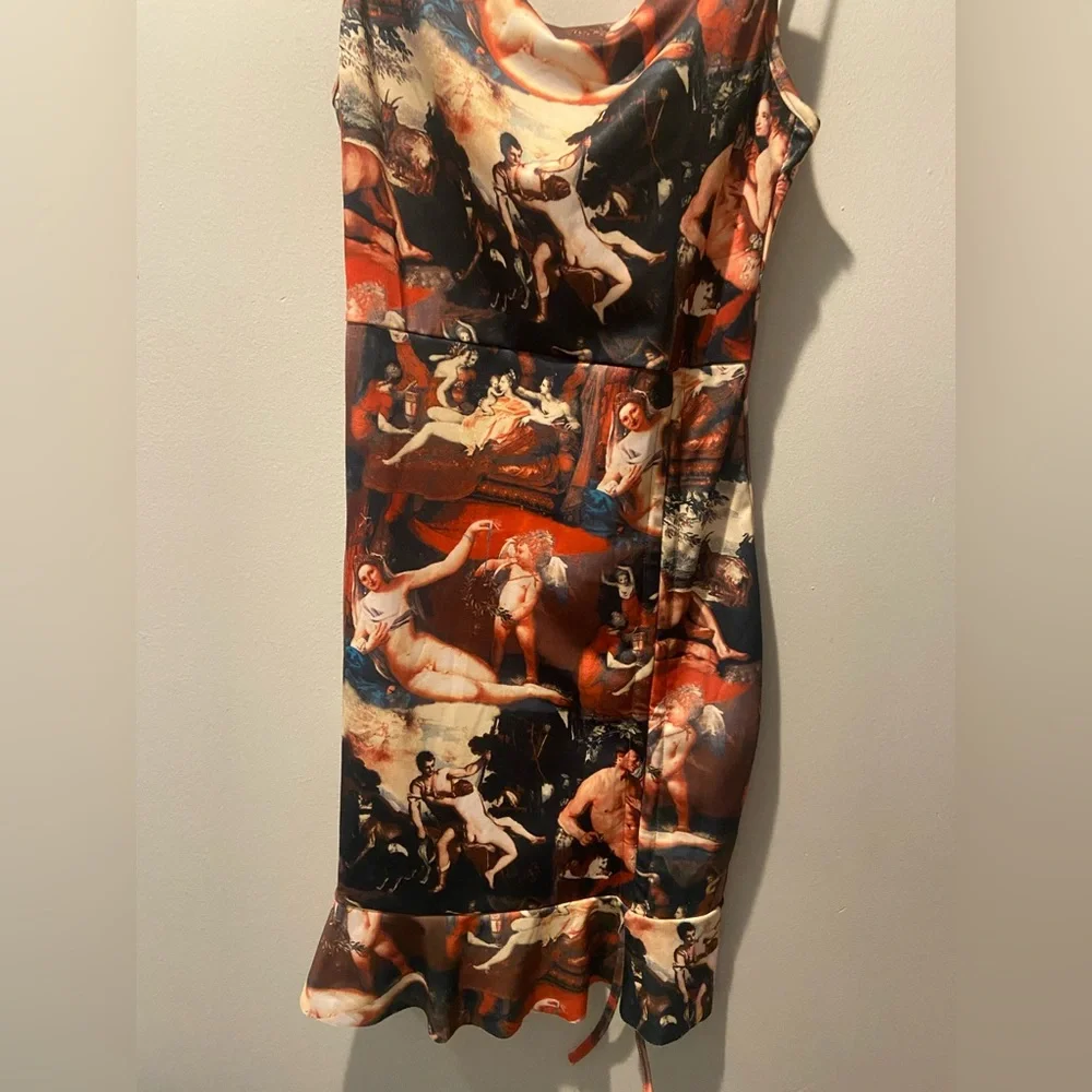 Women's Multi Renaissance Print Bodycon Dress - Picture 2 of 3
